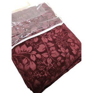New Pottery Barn Embossed Velvet Curtain Panel 48 x 84 in Burgundy Wine Leaves